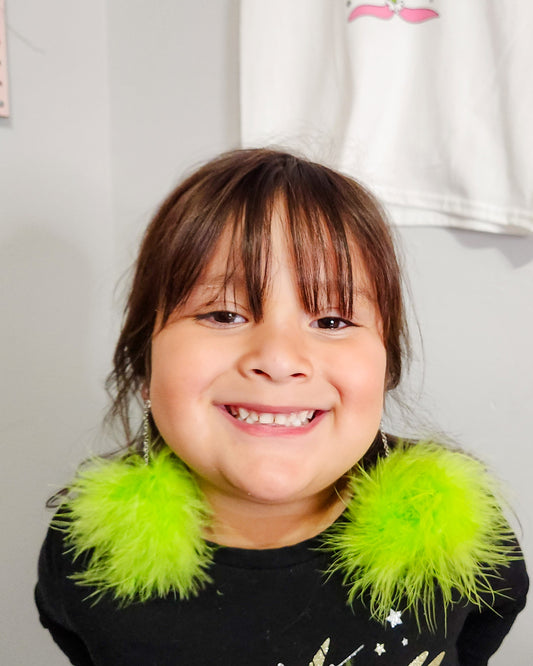 Green Pom Pom Earrings