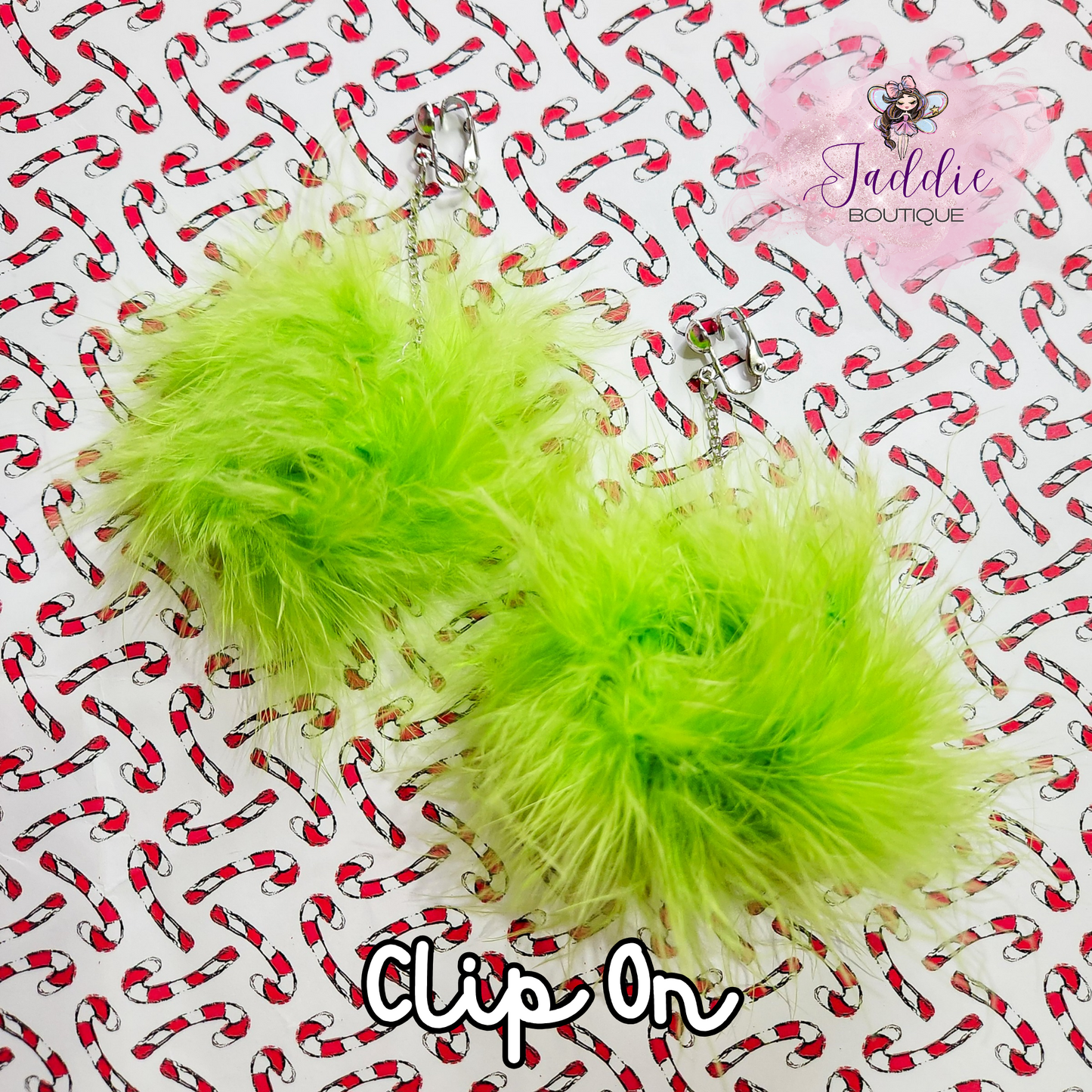 Green Pom Pom Earrings