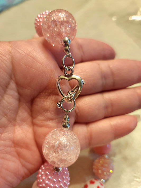 Pink Heart Bubblegum Bead Necklace