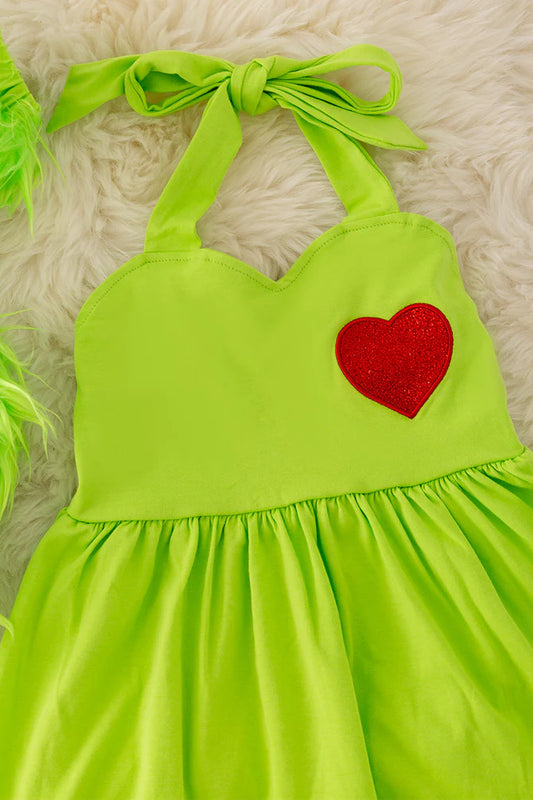 RTS Green Fur Dress with Hand Warmers and Leg Warmers