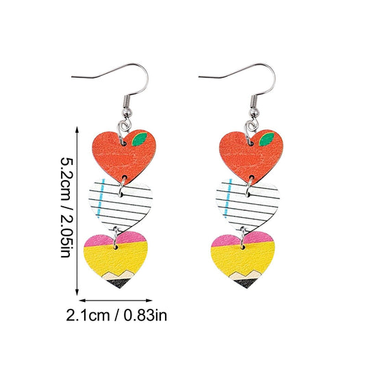 Apple, Paper, Pencil Earrings
