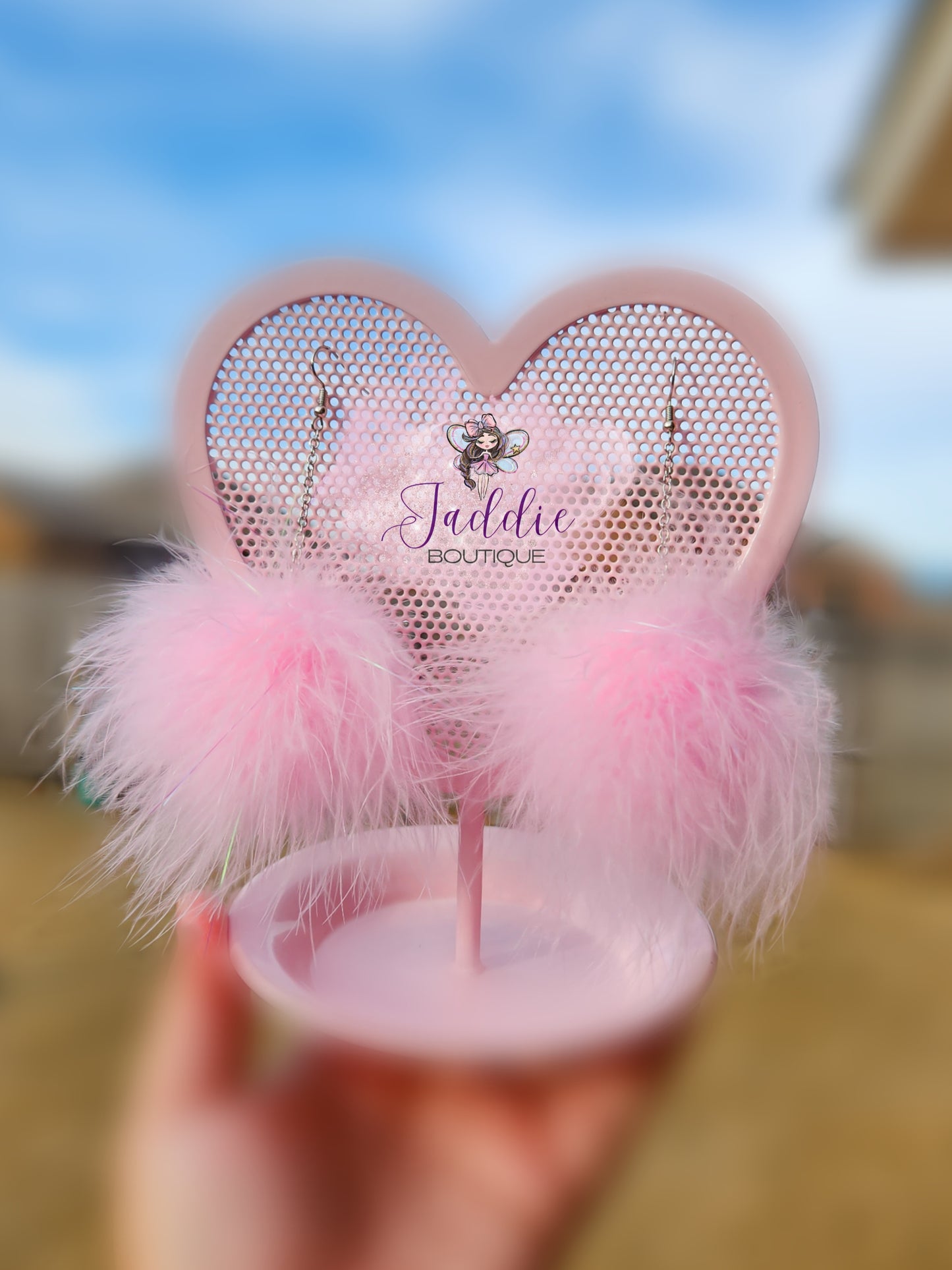 Loveable Feather Pom Pom Kids Earrings