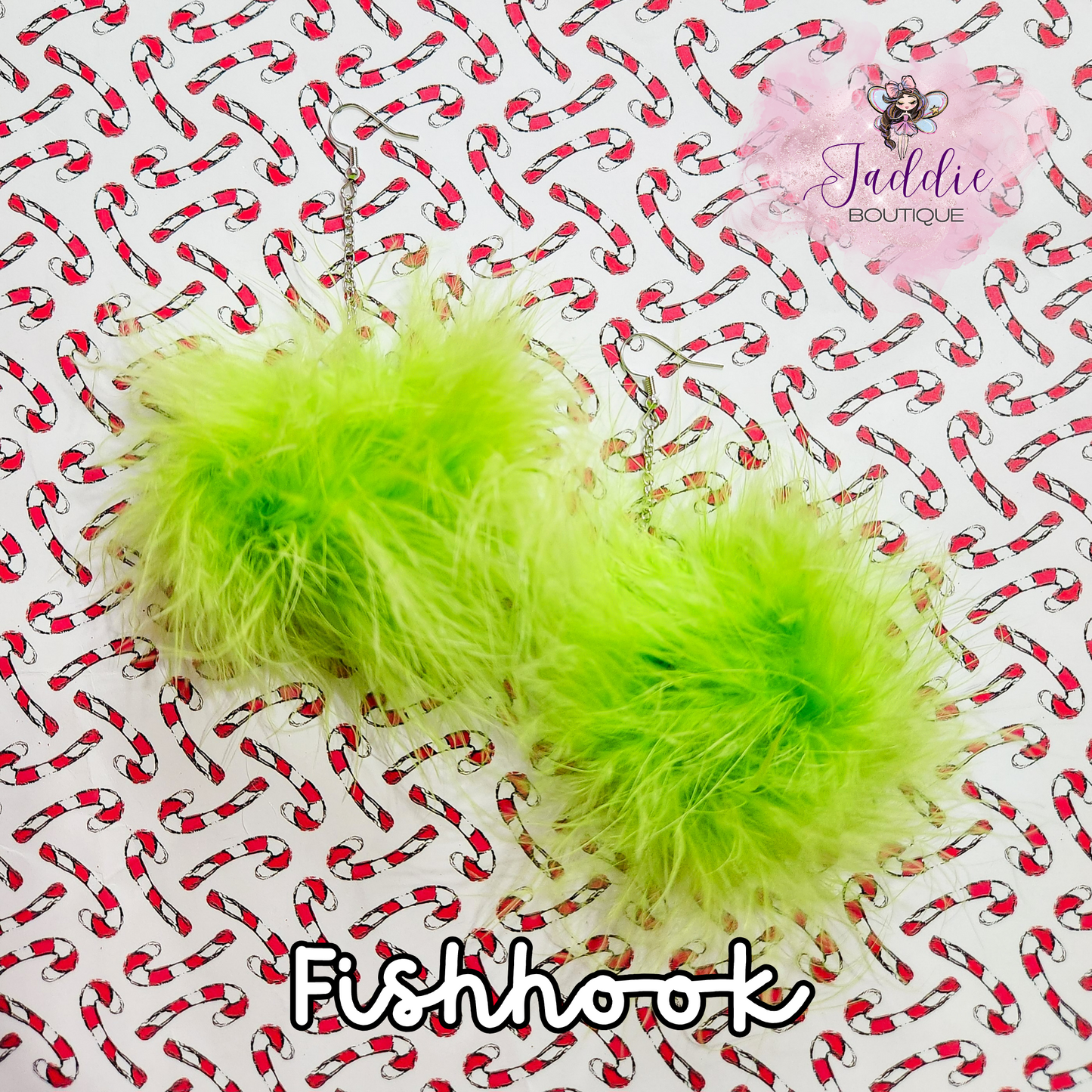 Green Pom Pom Earrings