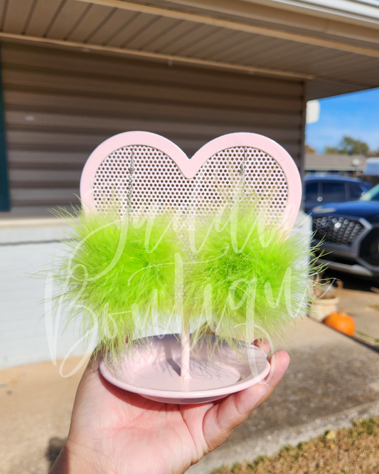Green Pom Pom Earrings