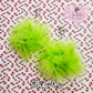 Green Pom Pom Earrings