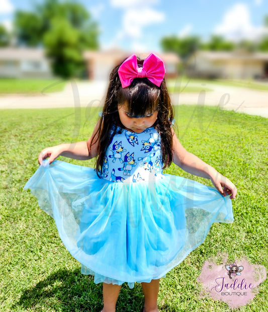 Blue Dog Tulle Dress