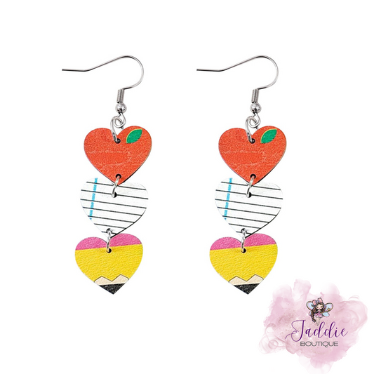 Apple, Paper, Pencil Earrings
