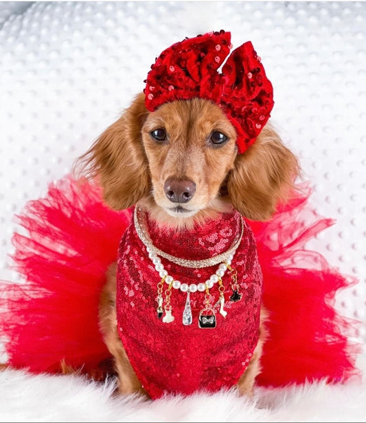 Red Velvet Sequin Bow